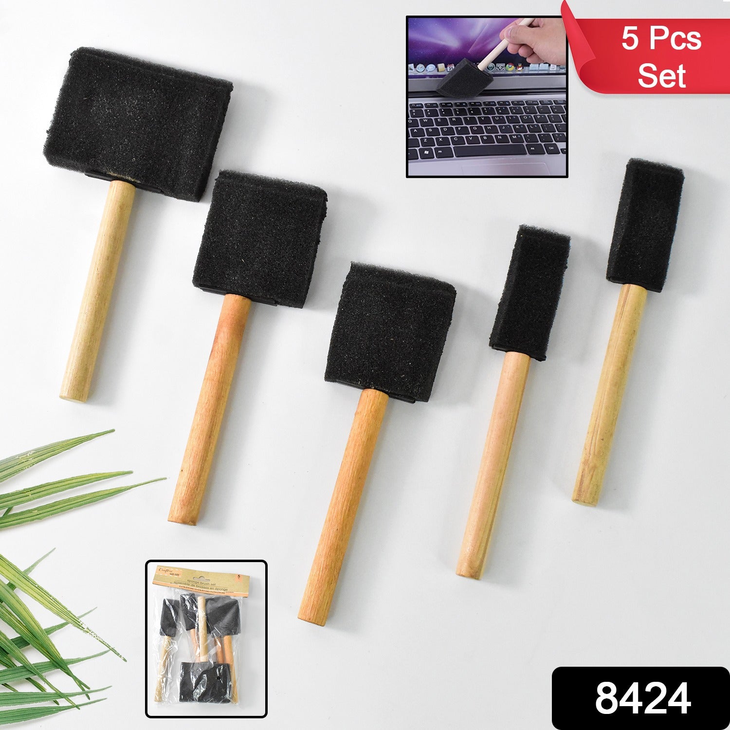 Multipurpose Sponge Brushes For Painting With Wooden Handles (5 Pcs Set) Multipurpose Sponge Brushes For Painting With Wooden Handles (5 Pcs Set)